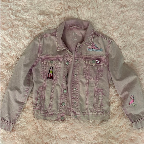 GAP Other - GAP Kids Light Pink Jean Jacket with Fun Patches